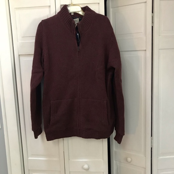 LL Bean Men’s NWT Burgundy Wool Fill Zip Sweater - L Talll